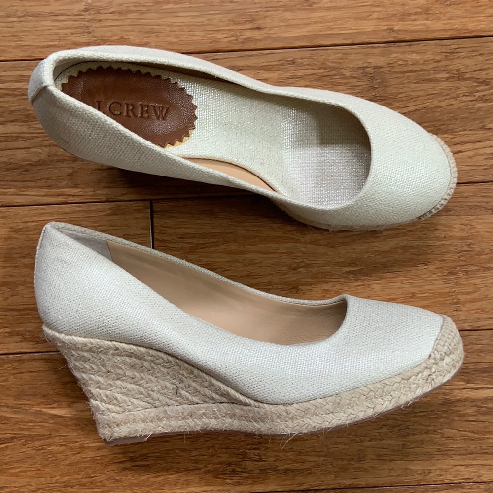 NEW J CREW Seville Espadrille Wedge Cream sz 7